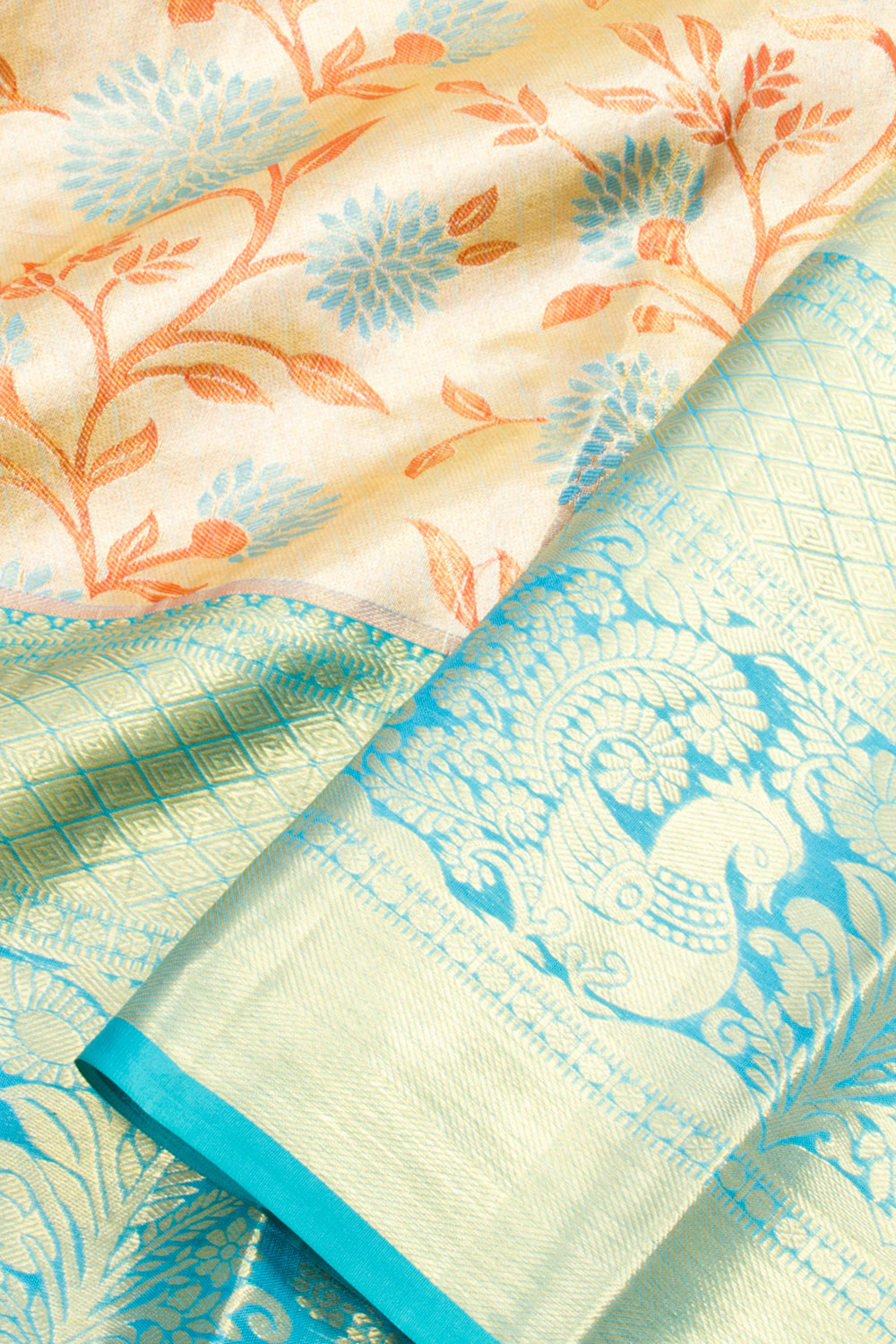 Cream Handloom Pure Silk Tissue Zari Dharmavaram Saree 10061234