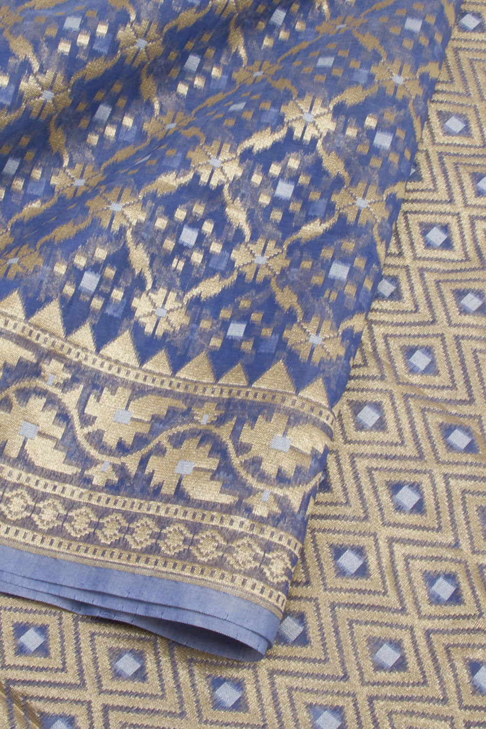 Blue Handloom Banarasi Cotton Saree 10061303