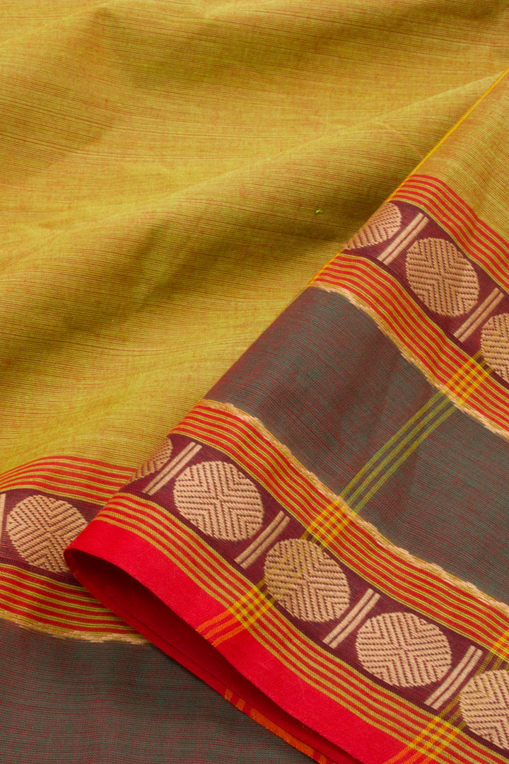 Mustard Yellow Handloom Kanchi Cotton Saree 10061335