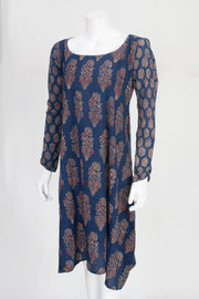 Blue Ajrakh Printed Cotton Kurta 10061604