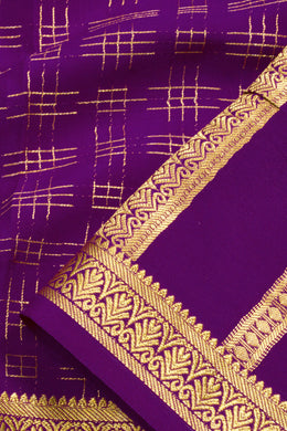 Berry Royale Violet Mysore Crepe Silk Saree With Zari Border 10061630
