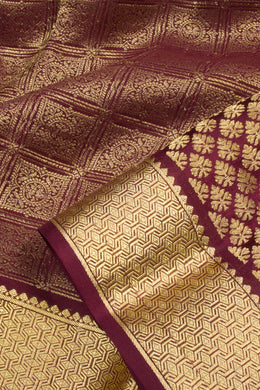Rosewood Brown Mysore Crepe Silk Saree With Zari Border 10061647