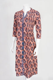 Pink Hand Block Printed  A Line Kurta Cotton 10061669