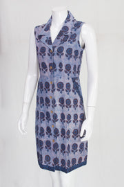 Blue Handcrafted Ajrakh Printed Sleeveless Cotton Kurta 10061685