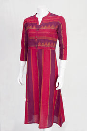 Red & Purple Hand Embroidered Cotton Kurta 10061688