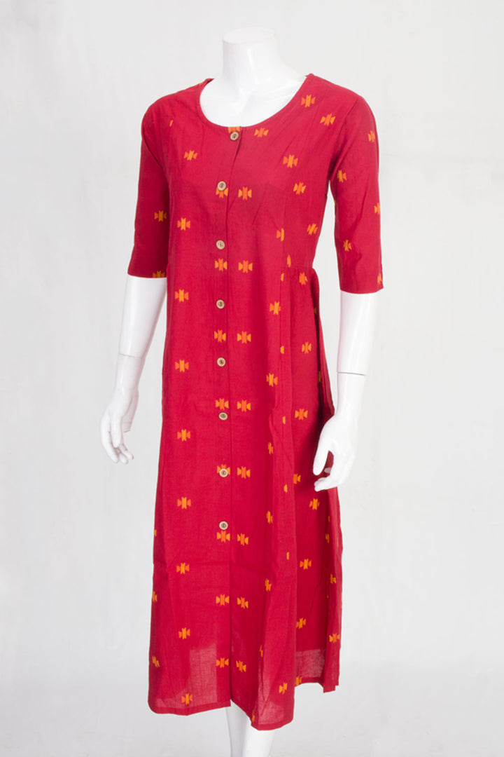 Red Handcrafted A Line Cotton Kurta 10061702