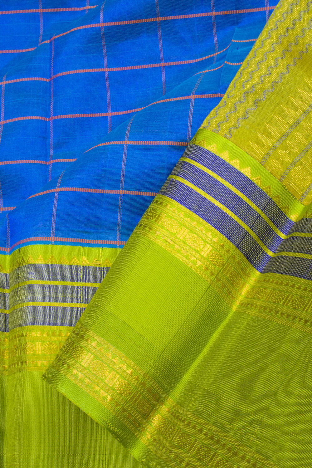 Blue Handloom Kanchi Silk Cotton Saree 10061798
