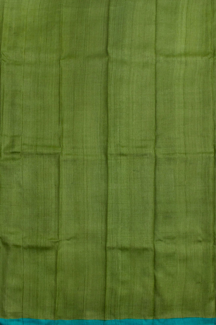Green Hand Block Printed Tussar Silk 3-Piece Salwar Suit Material 10061838