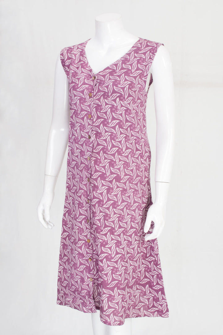 Purple Handcrafted Sleeveless Printed A line Cotton Kurta 10062152