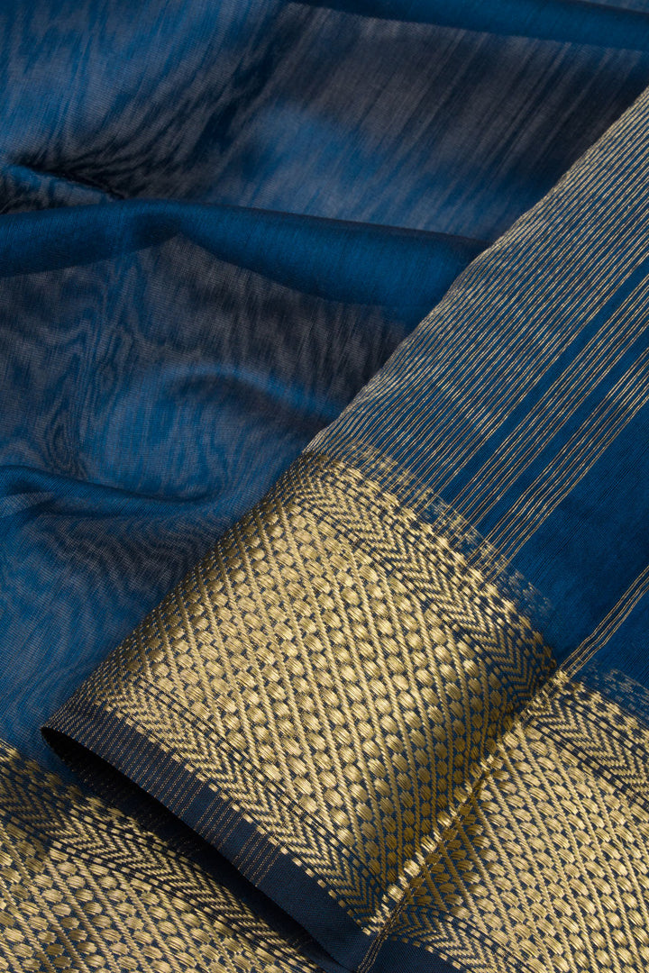 Blue Handloom Maheshwari Silk Cotton Saree 10062212