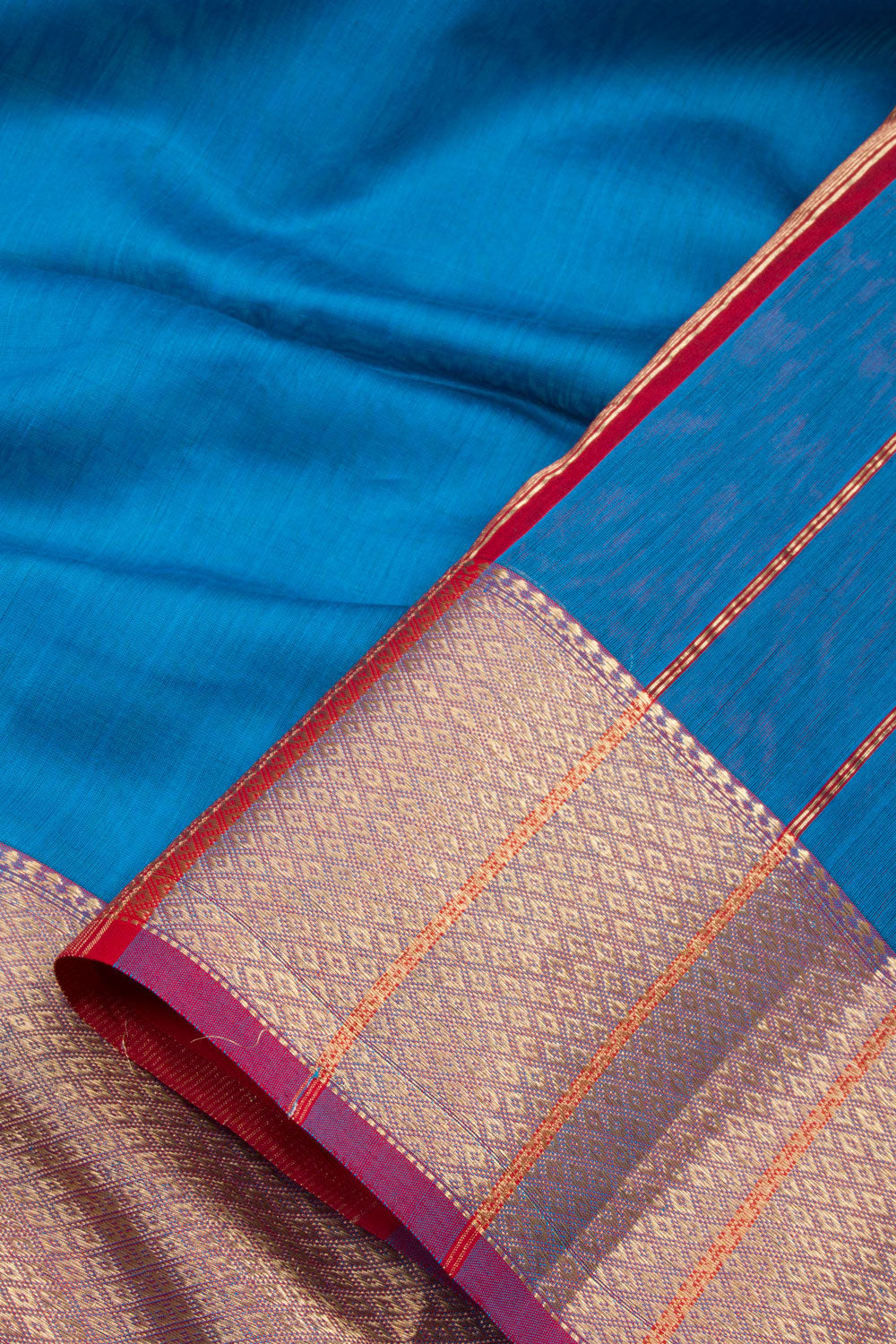 Blue Handloom Maheshwari Silk Cotton Saree 10062244