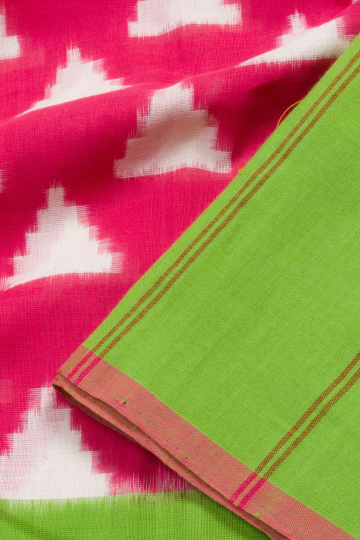 Pink Handloom Pochampally Double Ikat Cotton Saree 10060530