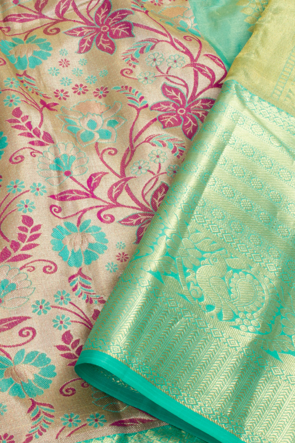 Handloom Pure Silk Tissue Zari Dharmavaram Saree 10061224