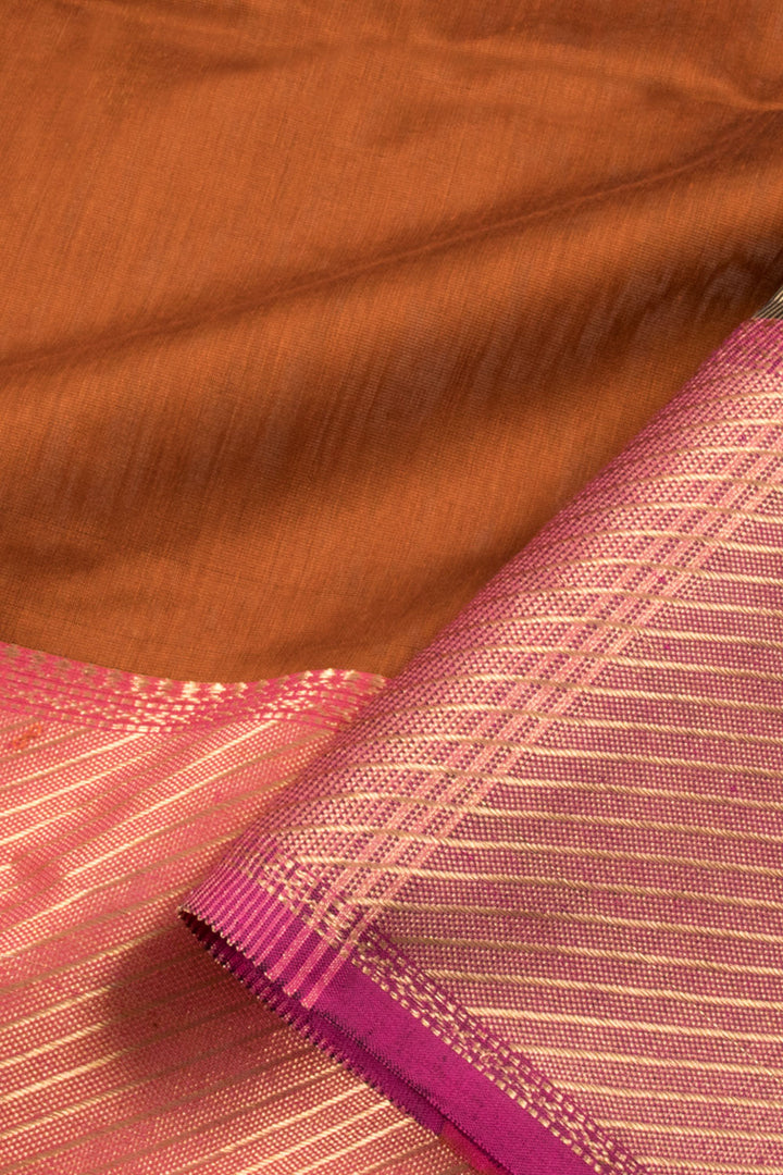 Brown Handloom Maheswari Silk Cotton Saree 10060267