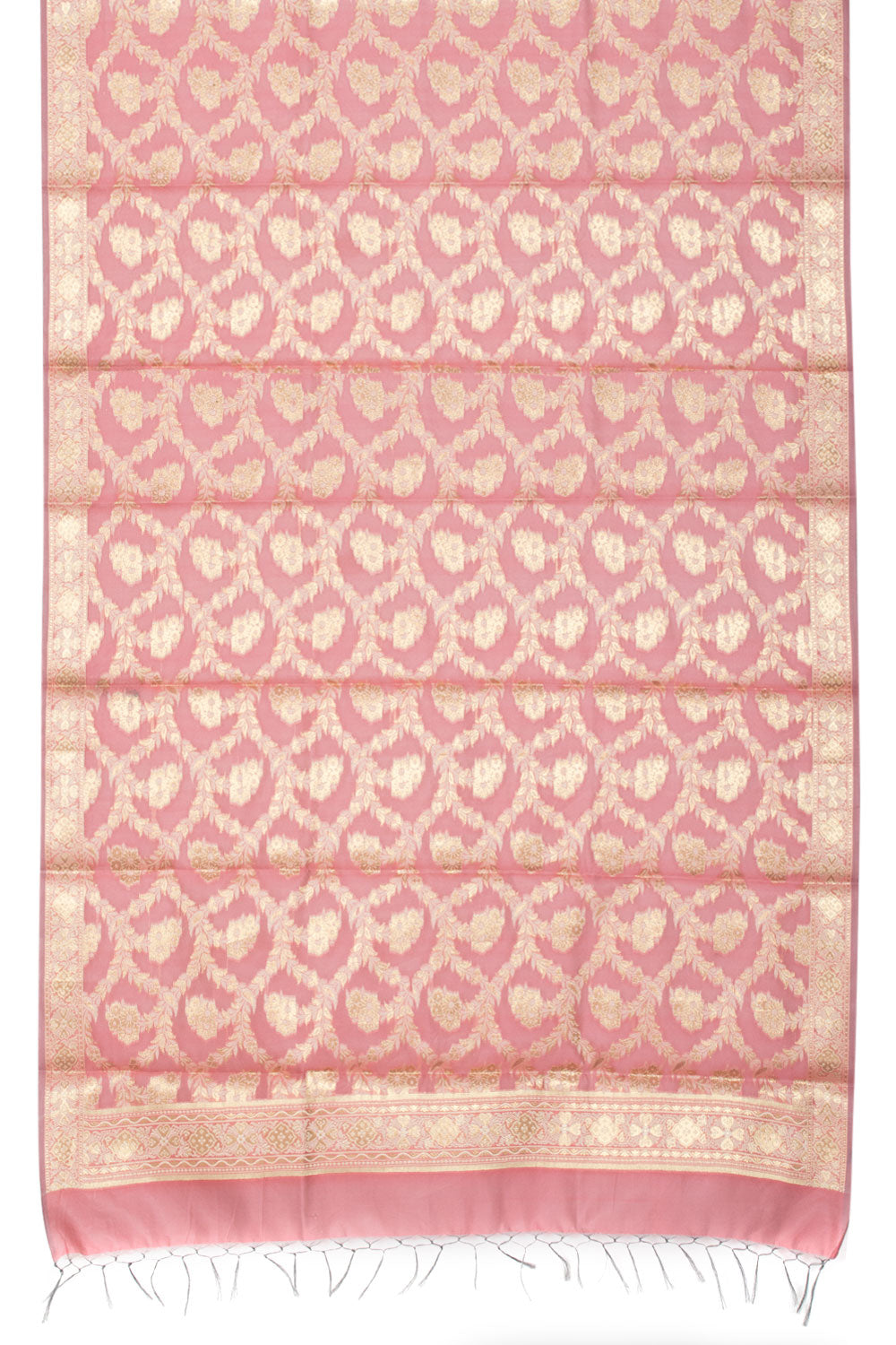 Cherry Blossom Pink Banarasi Katrua Silk Salwar Suit Material 10061159