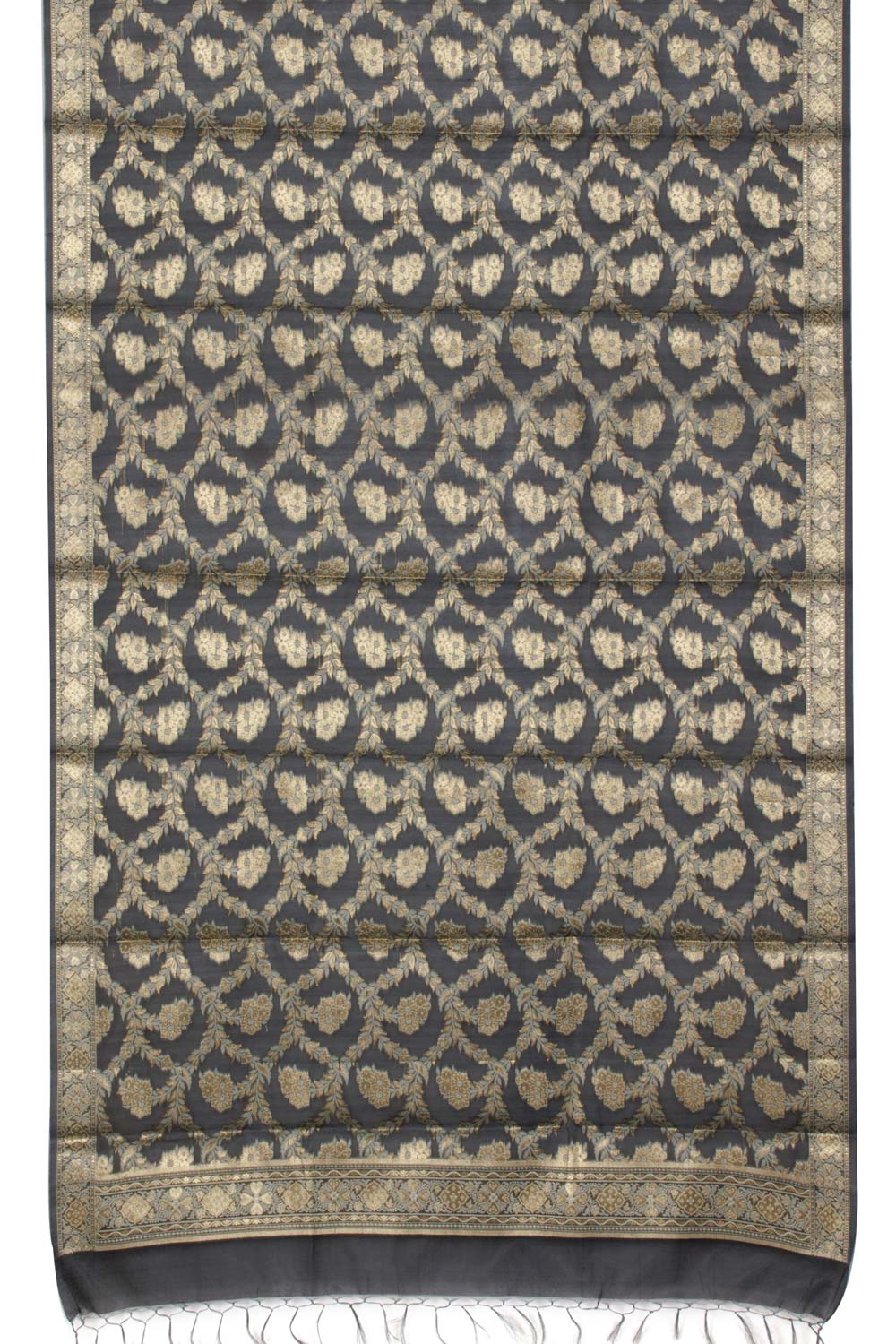 Charcoal Grey Banarasi Cotton Salwar Suit Material 10061165