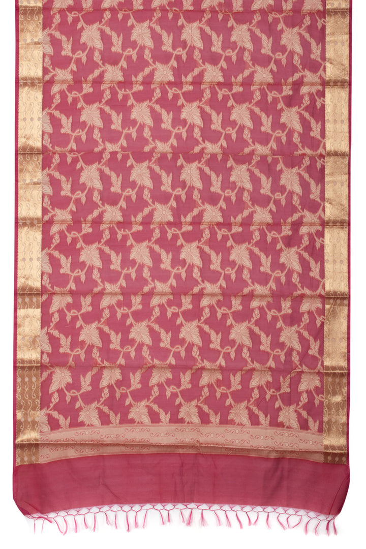 Amaranth Pink Banarasi Cotton Salwar Suit Material 10061166
