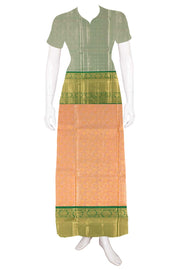 Peach Korvai Kanjivaram Tissue Pattu Pavadai Material 10059608