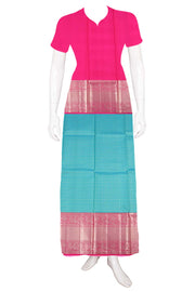 Aqua Blue Korvai Kanjivaram Pattu Pavadai Material 10059625