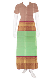 Parrot Green Korvai Kanjivaram Pattu Pavadai Material 10059638