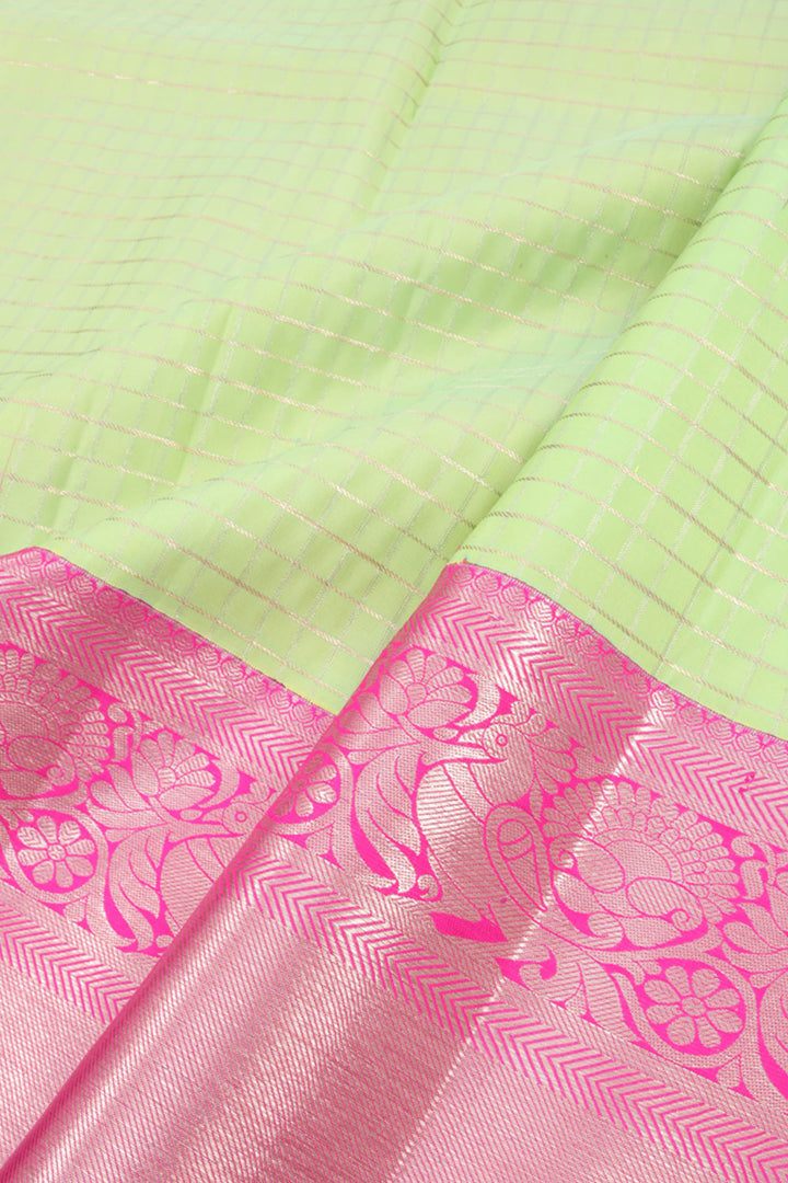 Pistachio Green Korvai Kanjivaram Silk Pattu Pavadai Material 10059640
