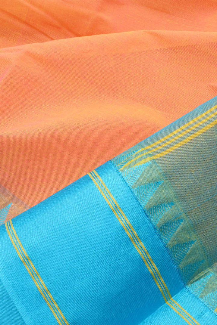 Sunset Orange Handwoven Gadwal Kuttu Cotton Saree 10059674