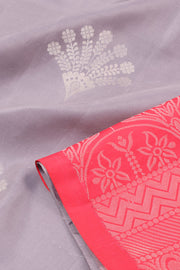 Metal Grey Borderless Kanjivaram Soft Silk Saree 10059800