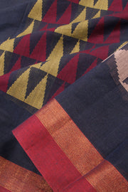 Navy Blue Handwoven Kovai Cotton Saree 10059927