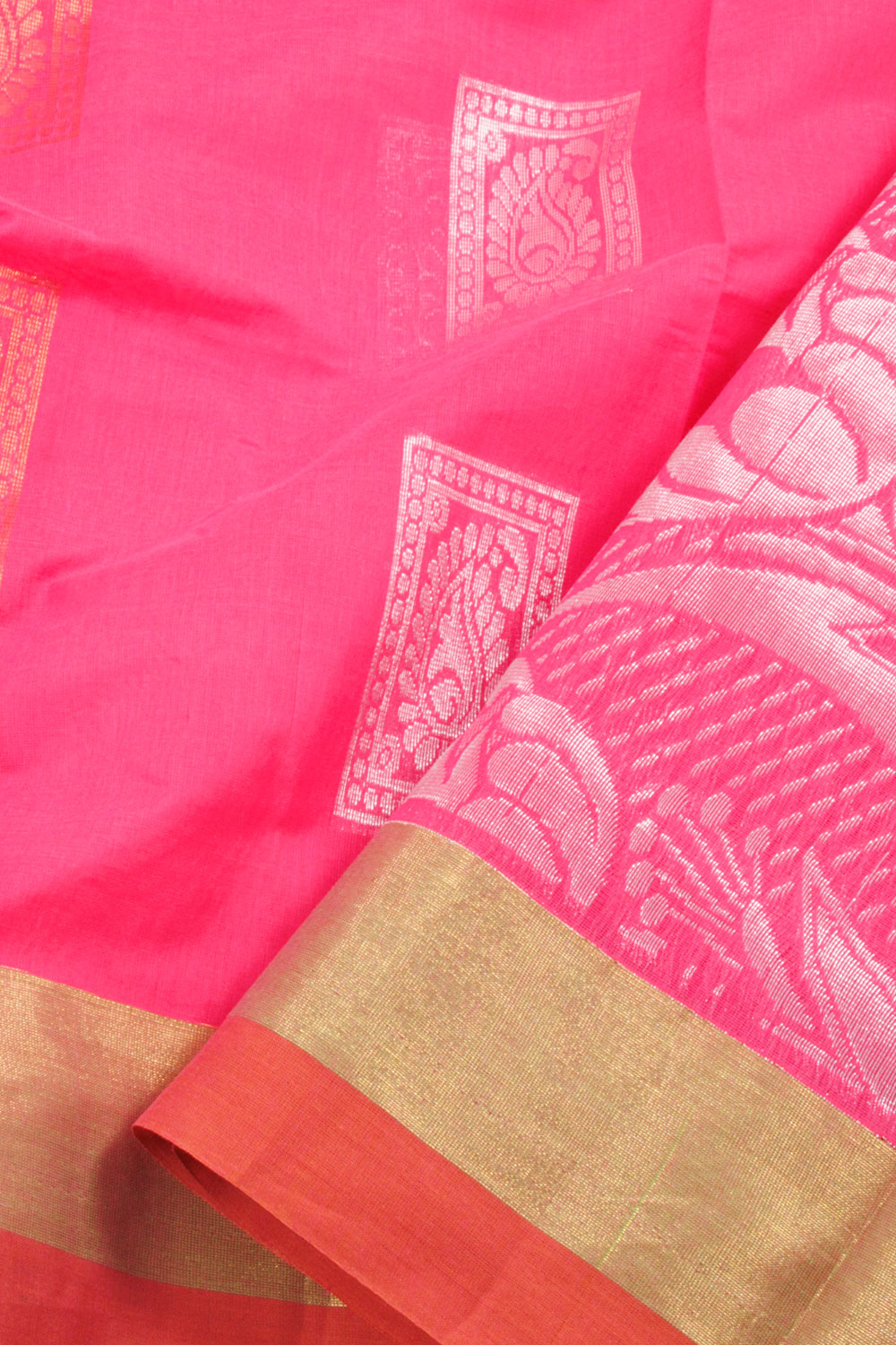 Hot Pink Handwoven Kovai Cotton Saree 10059940