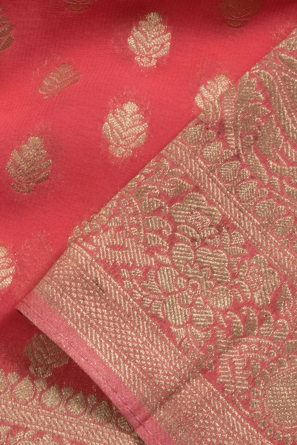 Peach Pink Handloom Banarasi Katrua Georgette Saree 10061108