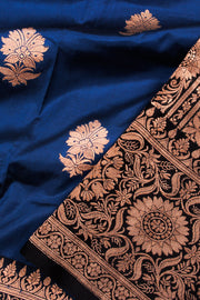 Blue Handloom Banarasi Kadhwa Katan Silk Saree 10061141