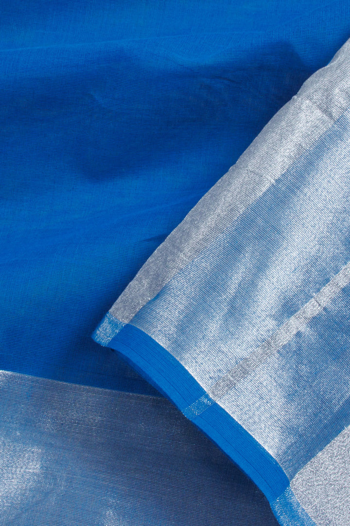 Denim Blue Handwoven Solapur Cotton Saree 10060214