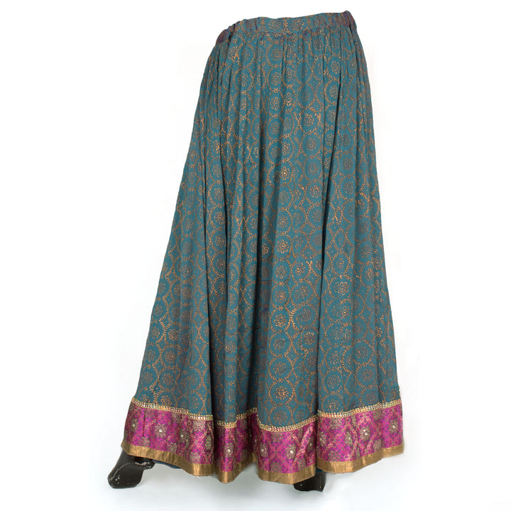 Sequin Embroidered Printed Crepe Silk Skirt 10055182