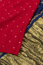 Tomato Red Handcrafted Bandhani Gajji Silk Saree 10058344