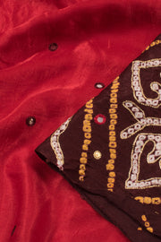Red Handcrafted Bandhani Gajji Silk Saree 10059593