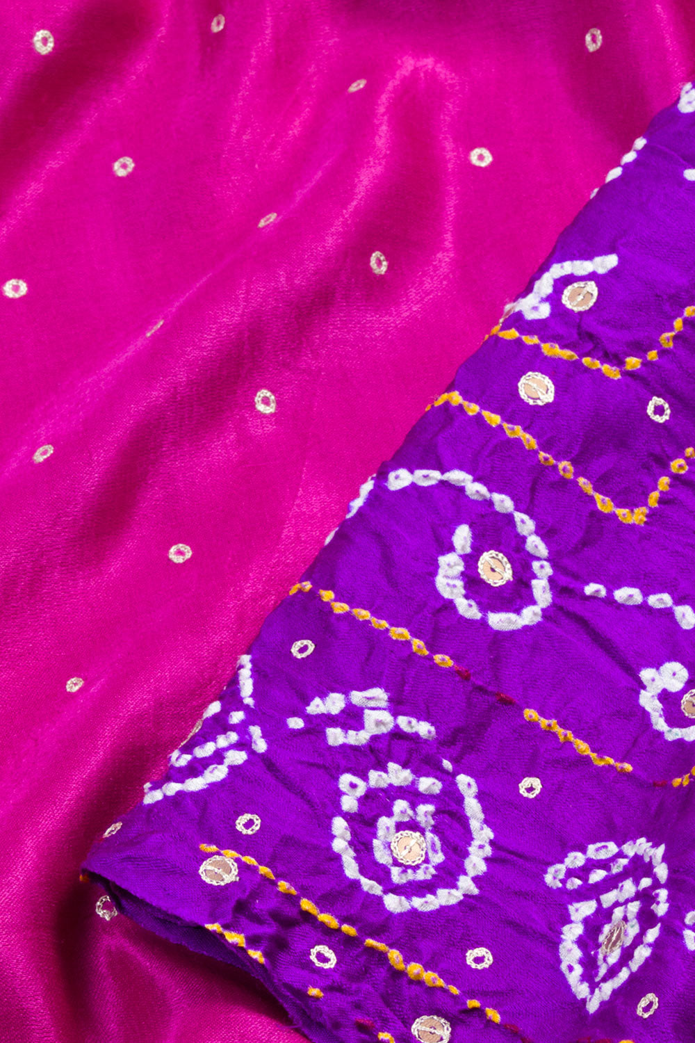 Magenta Handcrafted Bandhani Gajji Silk Saree 10059600