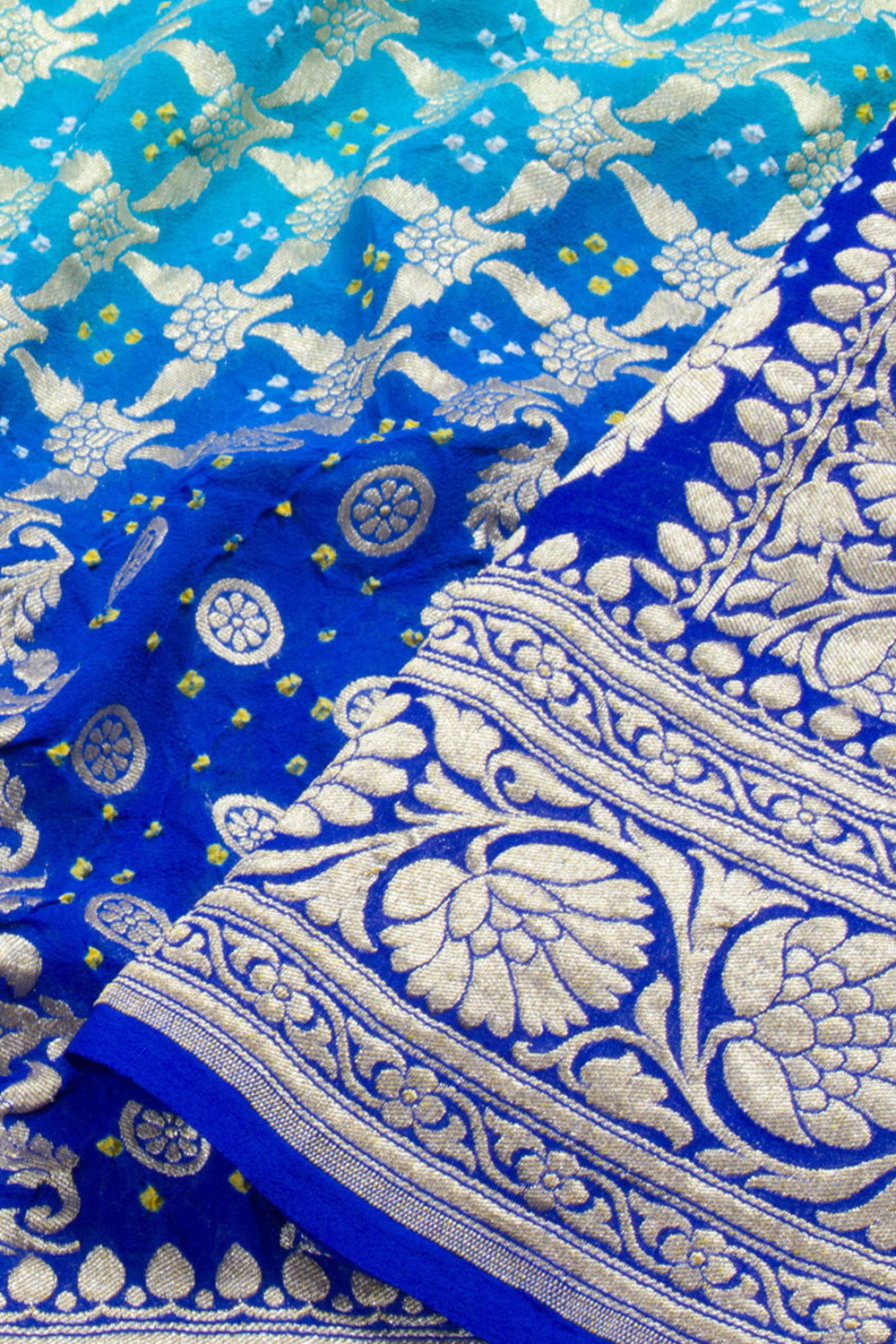Blue Handcrafted Banarasi Bandhani Georgette Saree 10060912