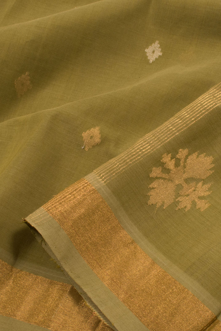 Olive Green Handloom Uppada Cotton Saree 10059588