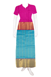 5 to 9 Year Size Pure Zari Kanjivaram Silk Pattu Pavadai Material 10058082