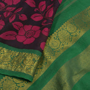 Pen Kalamkari Pure Zari Korvai Kanjivaram Silk Saree 10055625