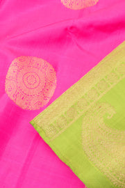 Hot Pink Pure Zari Borderless Kanjivaram Silk Saree 10059194