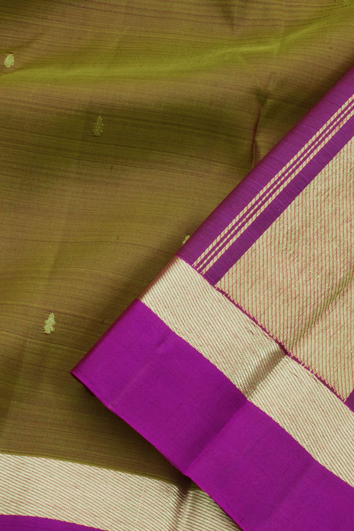 Olive Green Handloom Kanjivaram Silk Saree 10060025