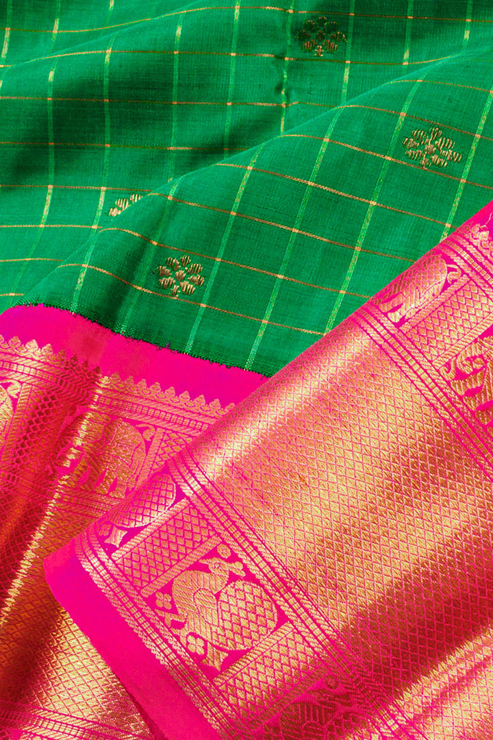 Green Pure Zari Korvai Kanjivaram Silk Saree 10060059