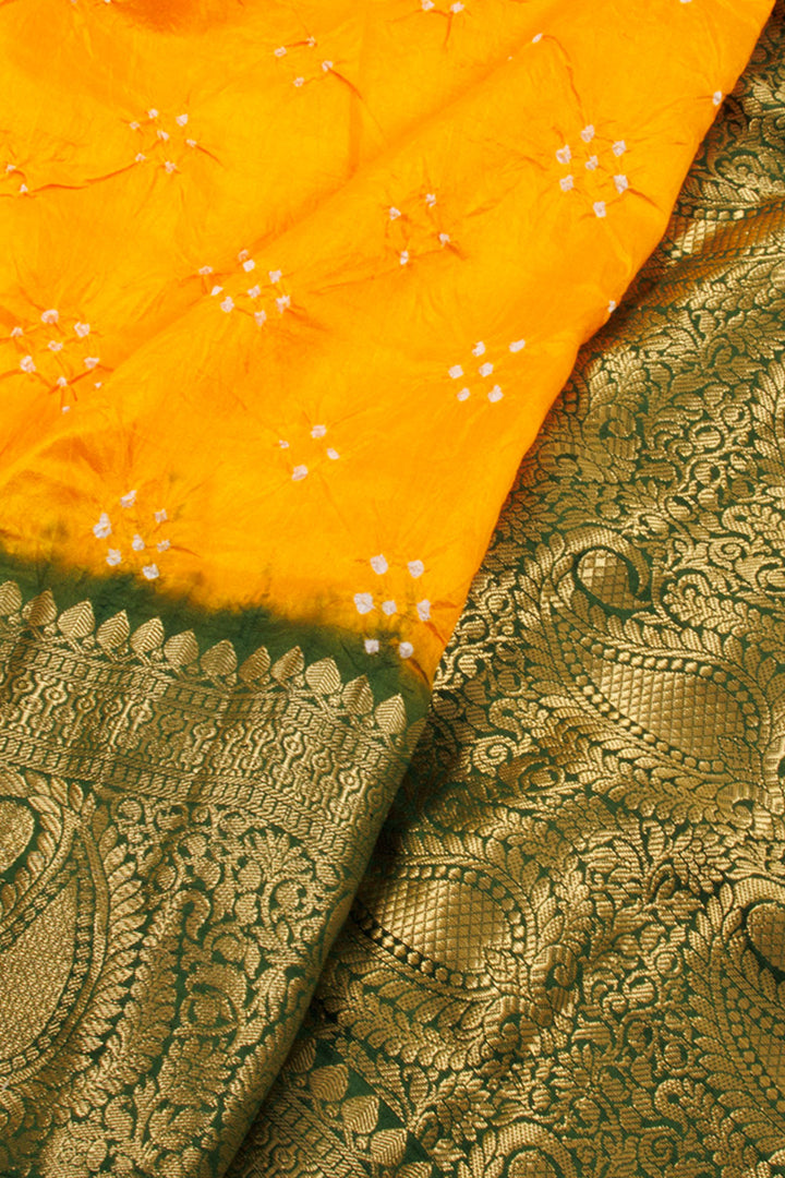 Yellow Kanjivaram Pure Silk Bandhani Saree 10060147