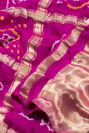 Fandango Pink Handcrafted Bandhani Gajji Silk Saree 10060148