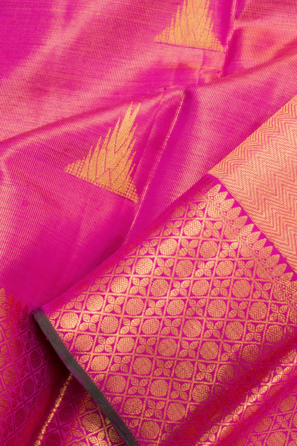 Fuchsia Pink Pure Zari Kanjivaram Tissue Silk Saree 10061456