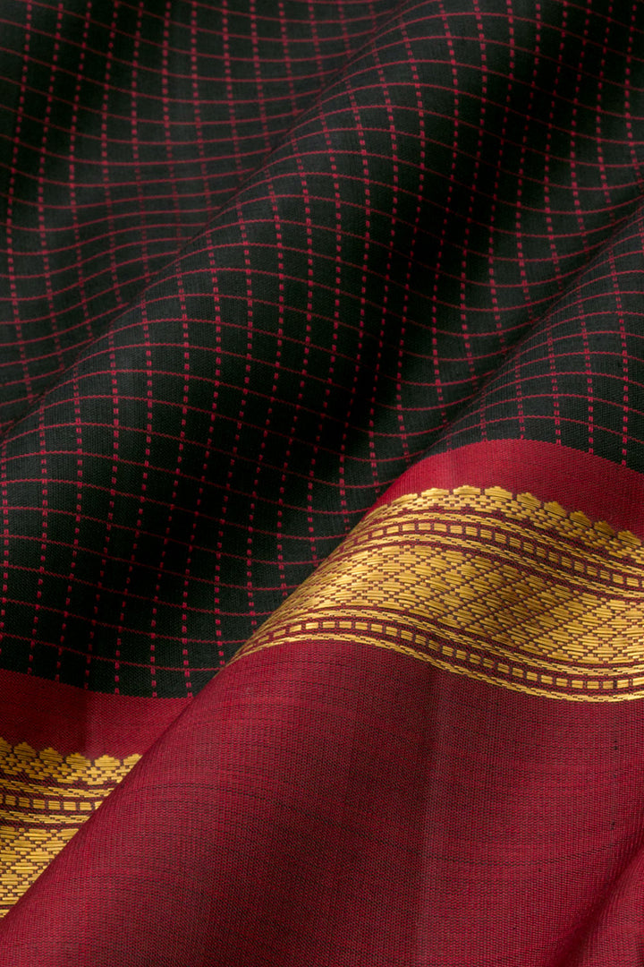 Black Pure Zari Kanjivaram Silk Saree 10061459