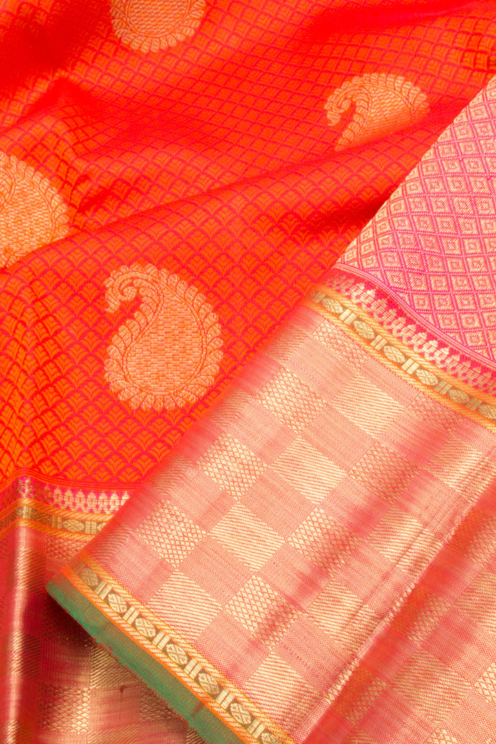 Red Pure Zari Jacquard Kanjivaram Silk Saree 10061486