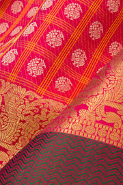 Tomato Red Pure Zari Kanjivaram Silk Saree 10061537