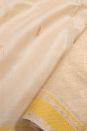 Cream Chhattisgarh Tussar Silk Saree 10059713